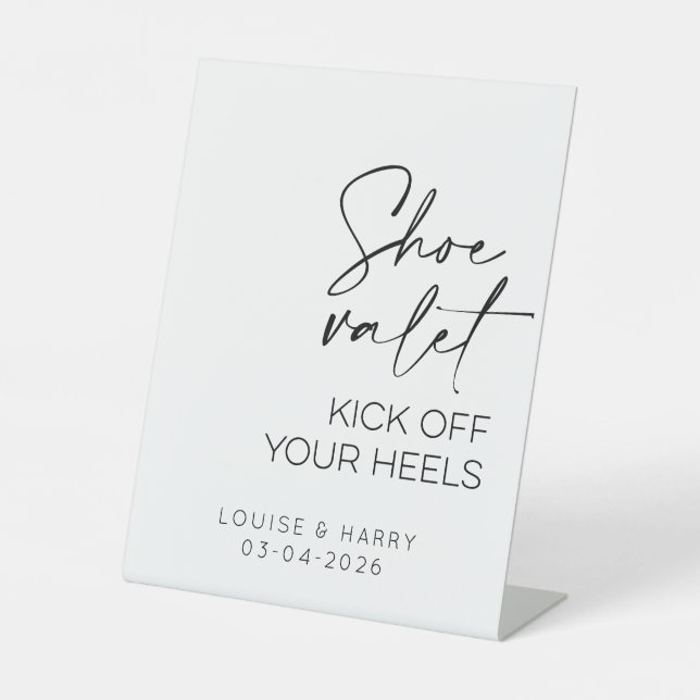 Shoe Valet Beach Wedding Pedestal Sign (Front)