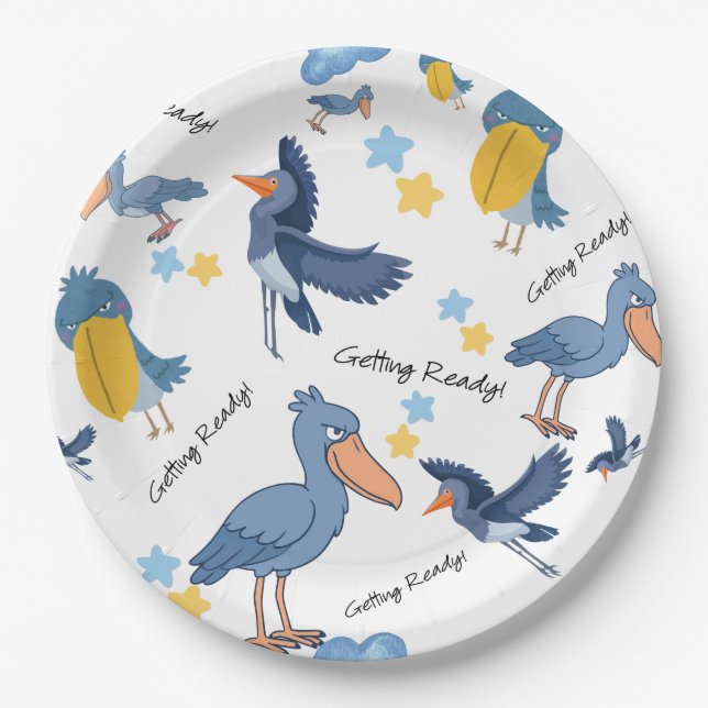 Shoebill Baby Shower Napkins Paper Plate (Front)