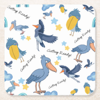 Shoebill Baby Shower Napkins Square Paper Coaster