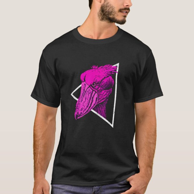 Shoebill Bird Animal Colourful Vaporwave T-Shirt (Front)