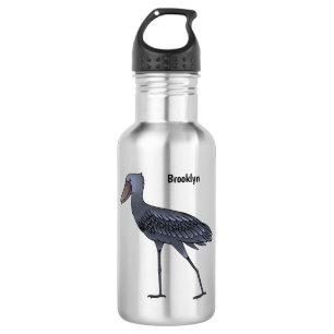 Shoebill bird cartoon illustration  532 ml water bottle