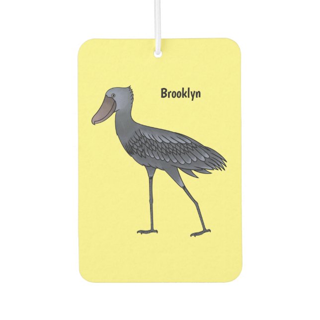Shoebill bird cartoon illustration car air freshener (Front)