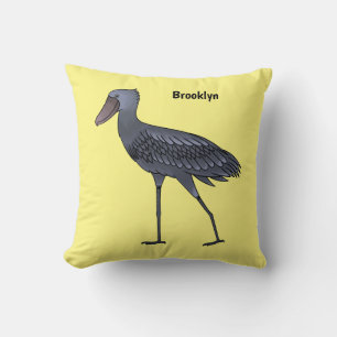Shoebill bird cartoon illustration cushion