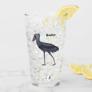 Shoebill bird cartoon illustration  glass