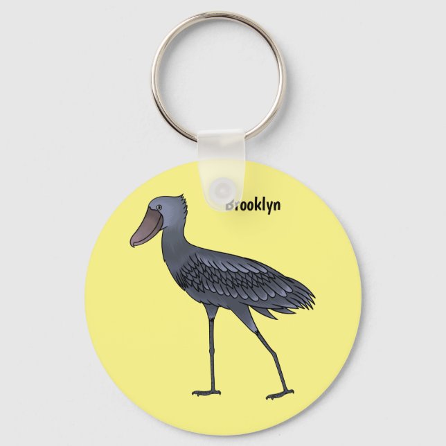 Shoebill bird cartoon illustration key ring (Front)