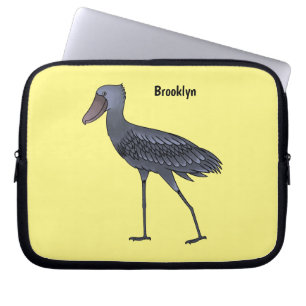 Shoebill bird cartoon illustration laptop sleeve