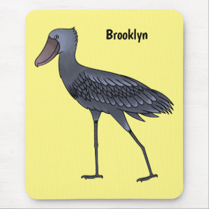 Shoebill bird cartoon illustration mouse mat