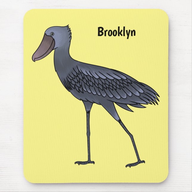 Shoebill bird cartoon illustration mouse mat (Front)