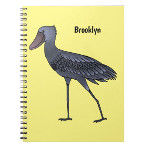 Shoebill bird cartoon illustration notebook