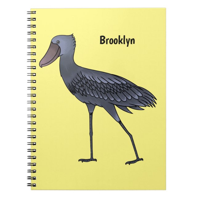Shoebill bird cartoon illustration notebook (Front)