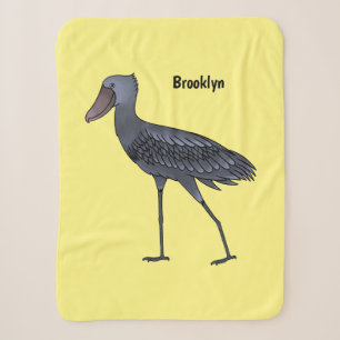 Shoebill bird cartoon illustration sherpa blanket