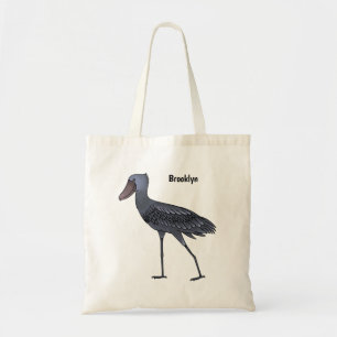 Shoebill bird cartoon illustration  tote bag