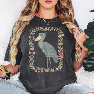 Shoebill Bird Floral Rectangle Art T-Shirt