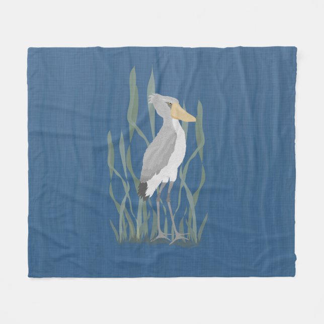 Shoebill Stork Fleece Blanket (Front (Horizontal))