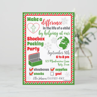 Shoebox Packing Party Invite