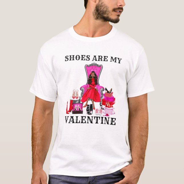 Shoes Are My Valentine Black Queens Melanin Women T-Shirt (Front)