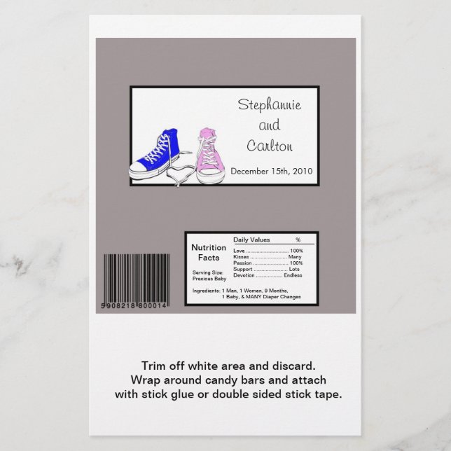 Shoes Blue/Pink Hershey's Large Bar Wrapper (Front)