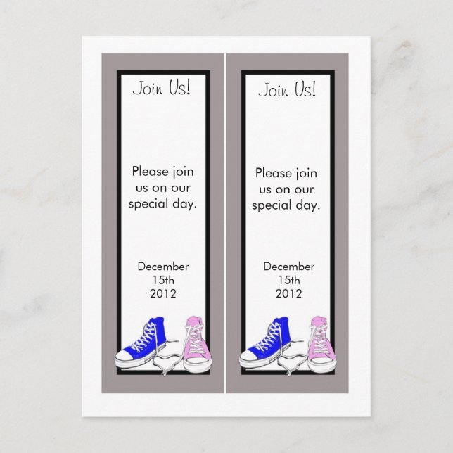 Shoes Blue/Pink Save the Date Bookmarks Announcement Postcard (Front)