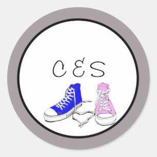 Shoes Blue/Pink Wedding Favour Stickers
