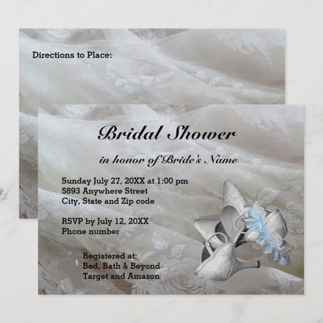 Shoes, Garter Belt and Lace Bridal Shower Invite (Front/Back)