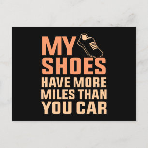 Shoes Have More Miles Half Marathon Running Runner Announcement Postcard