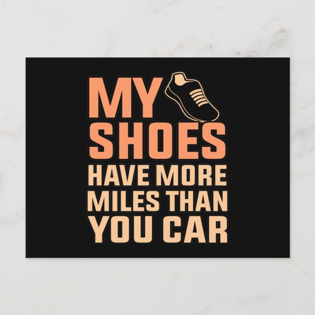 Shoes Have More Miles Half Marathon Running Runner Announcement Postcard (Front)