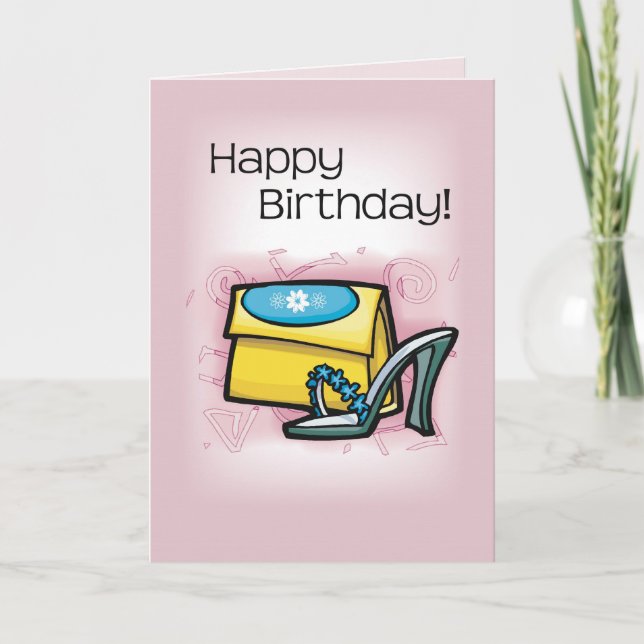 Shoes, Purse, Pink Birthday Card (Front)