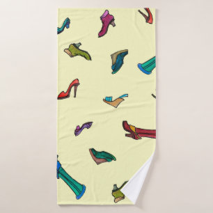 Shoes watercolor seamless pattern bath towel