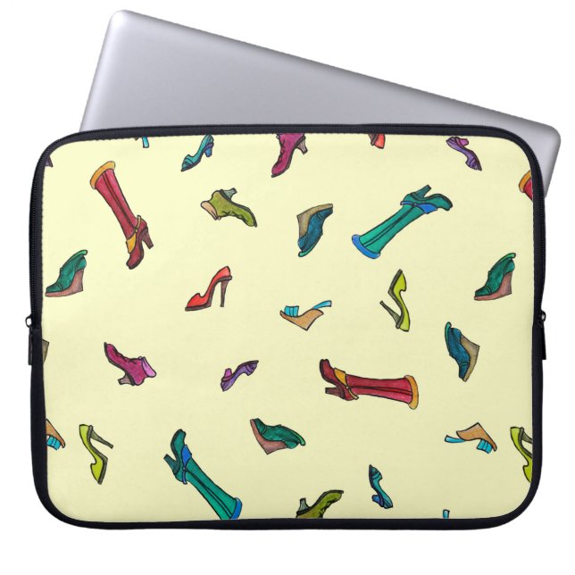 Shoes watercolor seamless pattern laptop sleeve (Front)