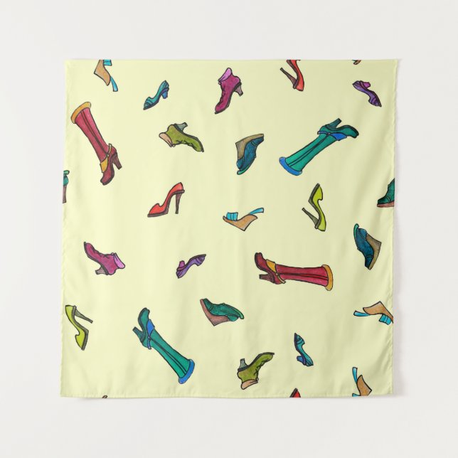 Shoes watercolor seamless pattern tapestry (Front)