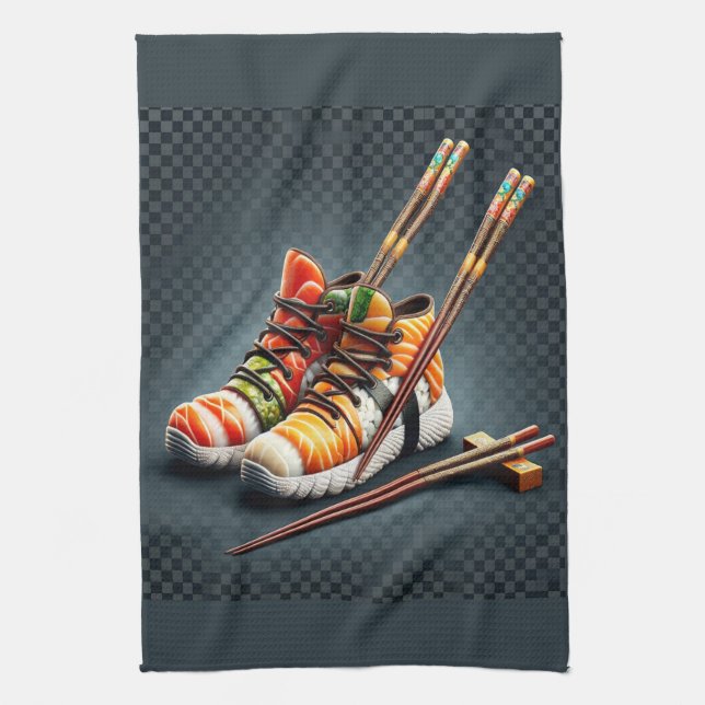 Shoeshi ME - Unique Sushi Sneaker Tea Towel (Vertical)