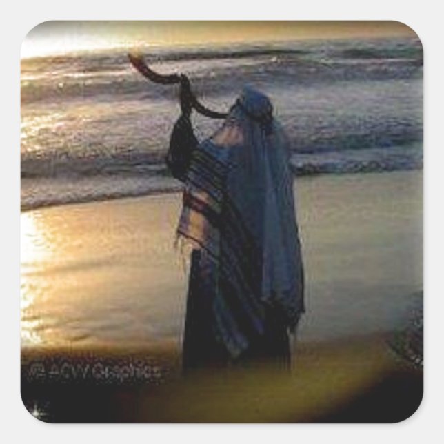 Shofar Scroll Square Sticker (Front)