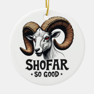 Shofar so good Jewish Goat Hanukkah Lovers Ceramic Tree Decoration