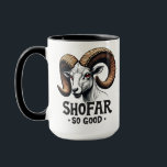Shofar So Good Jewish Ram Hanukkah  Mug<br><div class="desc">Hanukkah humour,  shofar,  Jewish holiday,  goat graphic,  Hanukkah 2024,  festive Judaism,  shofar pun,  holiday goat,  Jewish traditions,  Hanukkah celebration,  shofar design,  holiday humour,  Jewish fun</div>