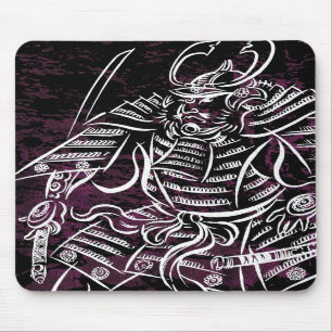 Shogun Samurai - White Calligraphy Line Mousepad