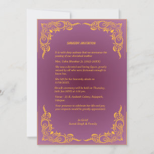 Shok Sandesh Hindu Shraddh  Invitation