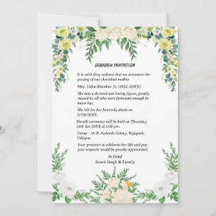 Shok Sandesh Hindu Shraddh  Invitation