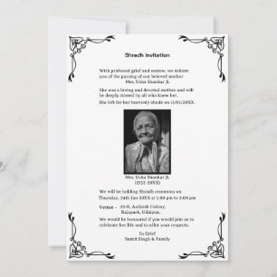 Shok Sandesh Hindu Shraddh  Invitation