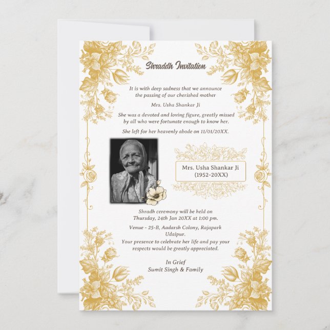 Shok Sandesh Hindu Shraddh  Invitation (Front)