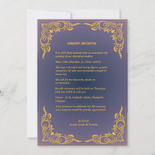 Shok Sandesh Hindu Shraddh  Invitation