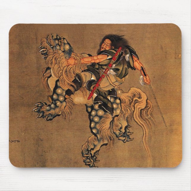 Shoki Riding A Shishi Lion Mouse Mat (Front)