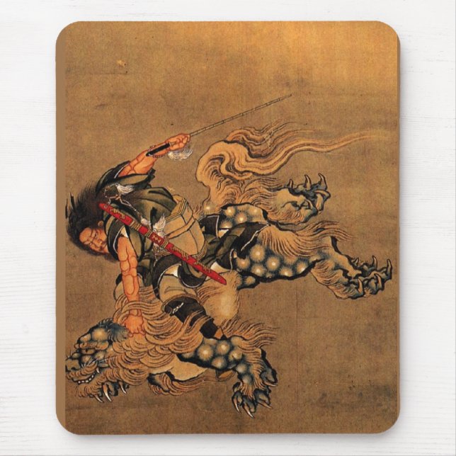 Shoki Riding A Shishi Lion Mouse Mat (Front)