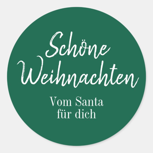 Shöne Weihnachten Green Merry Christmas in German  Classic Round Sticker (Front)