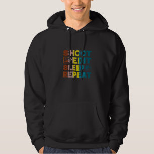 Shoot Edit Sleep Repeat Retro Vintage Photographe Hoodie