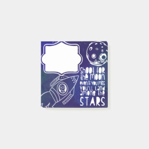 Shoot for the moon cute inspirational space sloth post-it notes