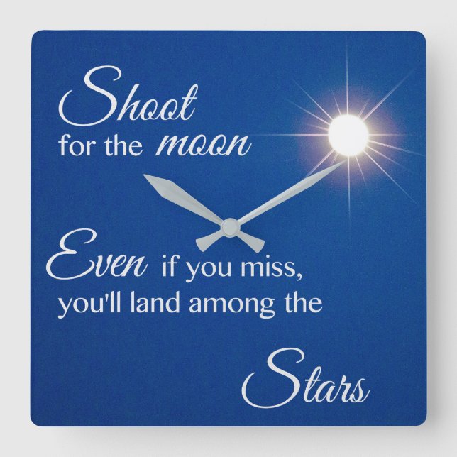 Shoot for the Moon Square Wall Clock (Front)