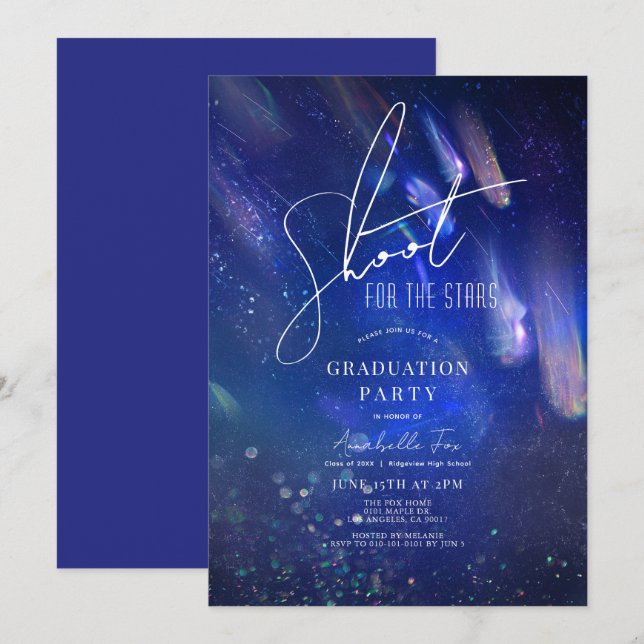 Shoot for the Stars Comet Stars Space Graduation Invitation (Front/Back)