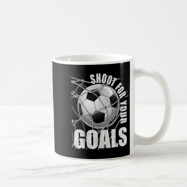 Shoot For Your Goals Kids Soccer Themed Motivation Coffee Mug (Right)