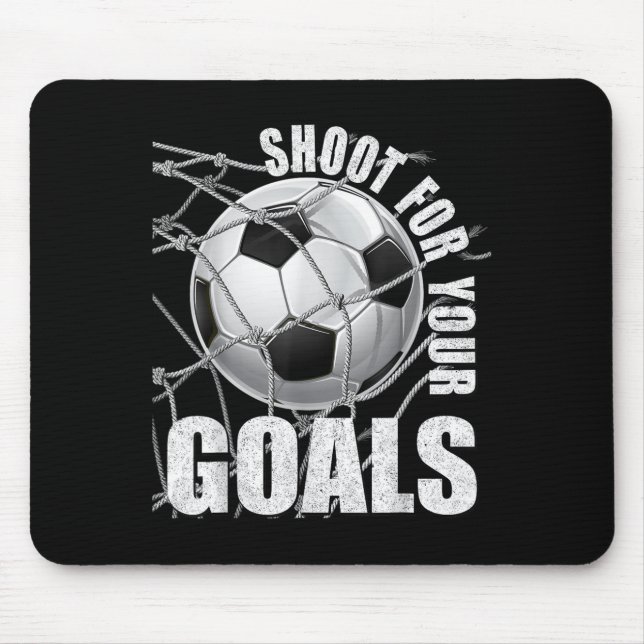 Shoot For Your Goals Kids Soccer Themed Motivation Mouse Mat (Front)