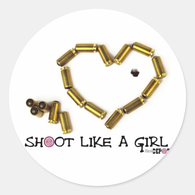 Shoot Like A Girl Classic Round Sticker (Front)
